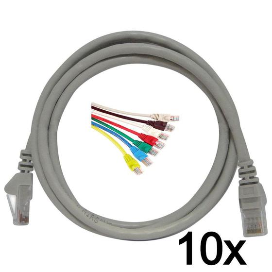 Imagem de 10x Patch Cord 2,5 Mts Cat6 Utp Internet Injetado Fábrica