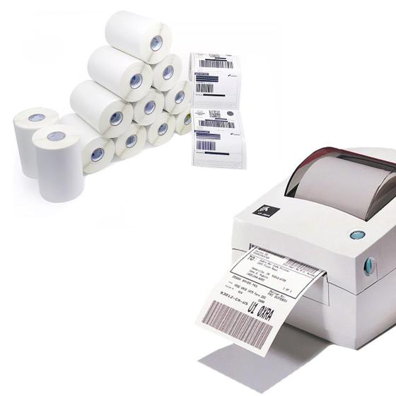 Imagem de 10x Rolos com 200 Etiquetas Térmicas Adesivas 10x15 Serrilhadas Para Impressora Zebra