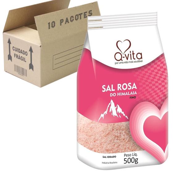 Imagem de 10X Sal Rosa Do Himalaia Fino Q-Vita Pacote 500G