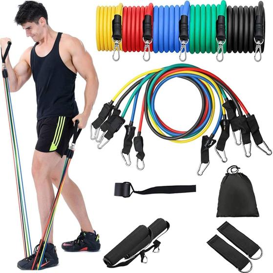 Imagem de 11 Peças Elástico Extensor Exercicio Funcional Elástico Extensor Treinamento Pilates Exercícios 