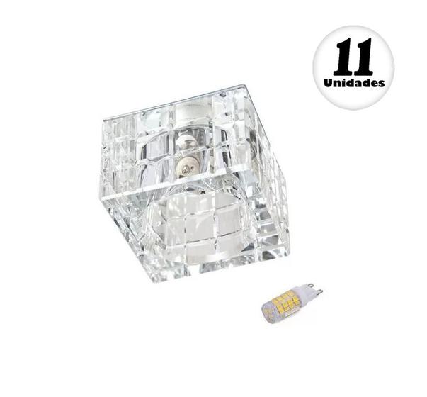 Imagem de 11 Spot para Gesso Cristal K9 Embutir AC974 + Led 3W Branco Quente