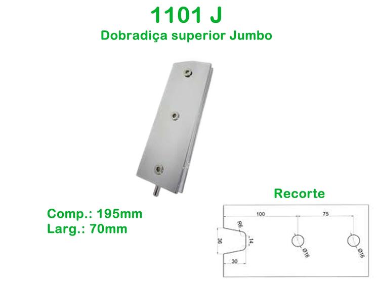Imagem de 1101 J- Dobradiça superior Jumbo para porta de vidro pivotante