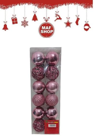 Imagem de 12 Bolas Arvore de Natal Arabesco Glitter Lisa Linha Glamour