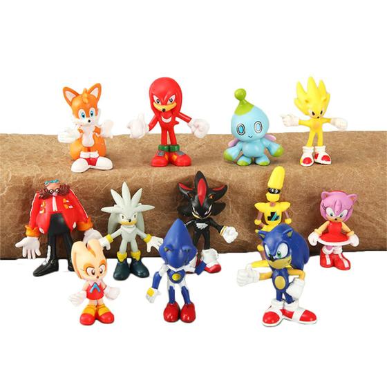 Imagem de 12 Bonecos Sonic Tails Metal Sonic Super Sonic Knuckles Amy