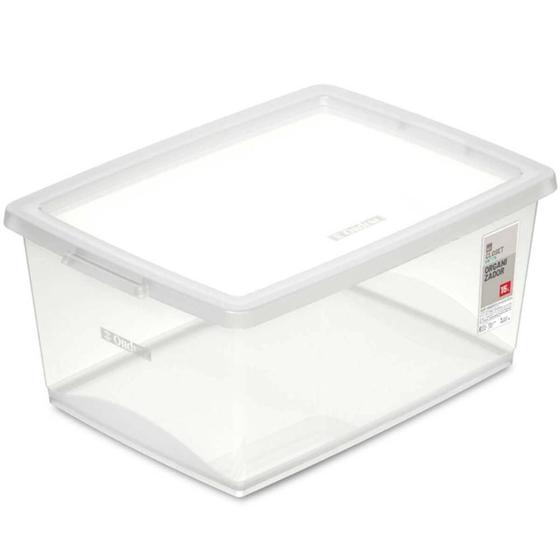Imagem de 12 Caixas Organizadoras com Tampa 15L Plástica Retangular My Closet Ordene Multiuso
