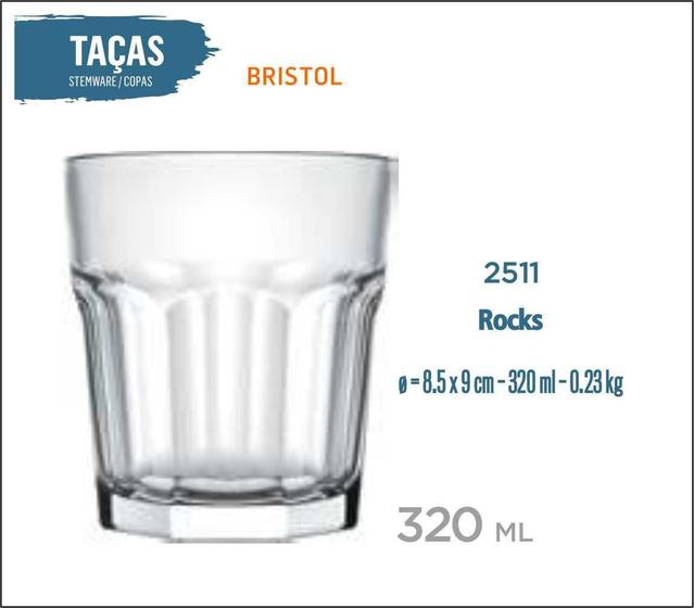 Imagem de 12 Copos Bristol 320Ml - Whisky Cachaça Vodka