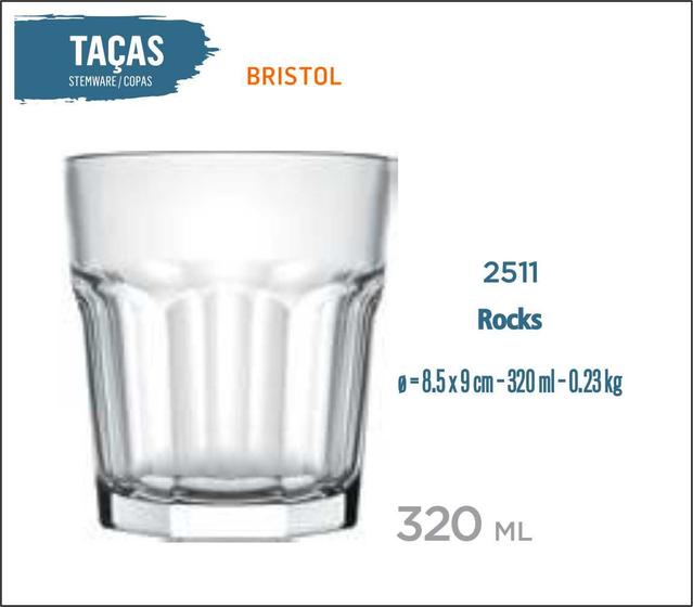 Imagem de 12 Copos Bristol 320ml - Whisky Cachaça Vodka