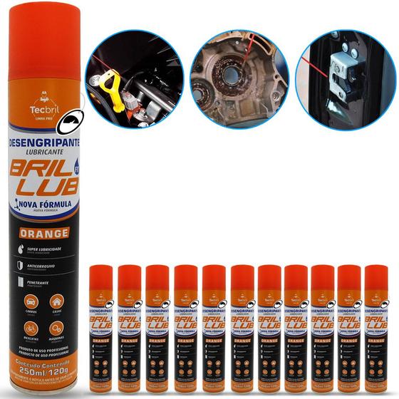 Imagem de 12 Desengripantes Brilub Spray Antiferrugem Automotivo Máquinas Bicicletas 250ml