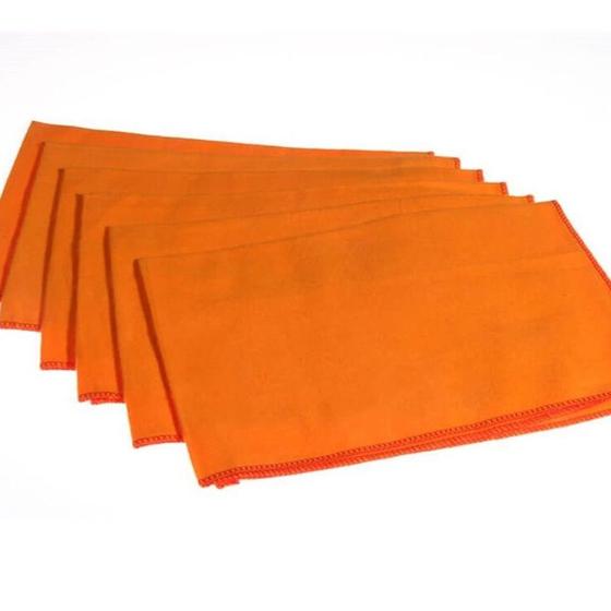 Imagem de 12 Flanelas Laranja Ouro Grandes  Multiuso Algodão Limpeza Geral medidas: 28x35 Cm Kit 12 Unidades