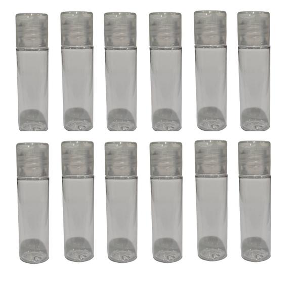 Imagem de 12 Frascos Pvc Transparente 15 Ml c/ Tampa Flip Top Transparente