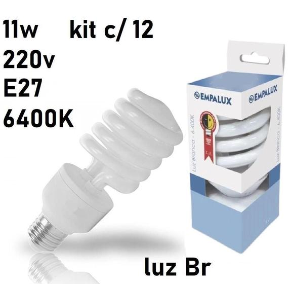 Imagem de 12 Lâmpadas Fluorescente 11W 220V 6400K Espiral E27 Branca