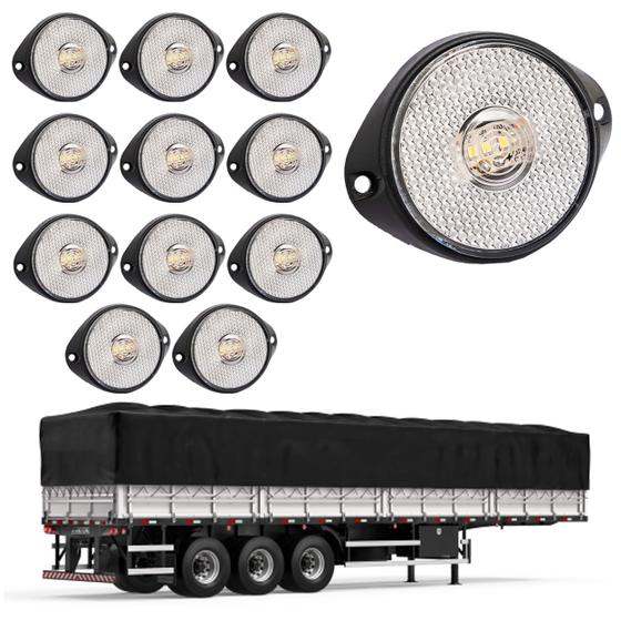 Imagem de 12 Lanterna Frontal Carreta LED Cristal 65mm c/ Sup. - Conec