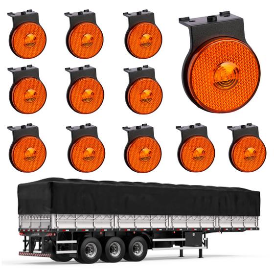 Imagem de 12 Lanterna Lateral Carreta LED Âmbar 65mm c/ Suporte - Fio