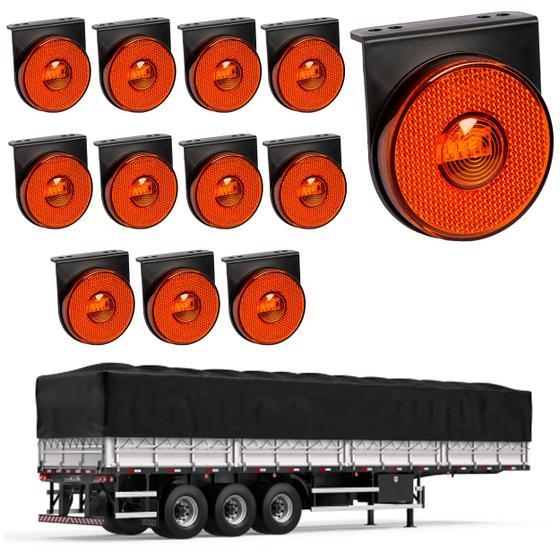 Imagem de 12 Lanterna Lateral Carreta LED Âmbar 85mm c/ Sup. - Conect.