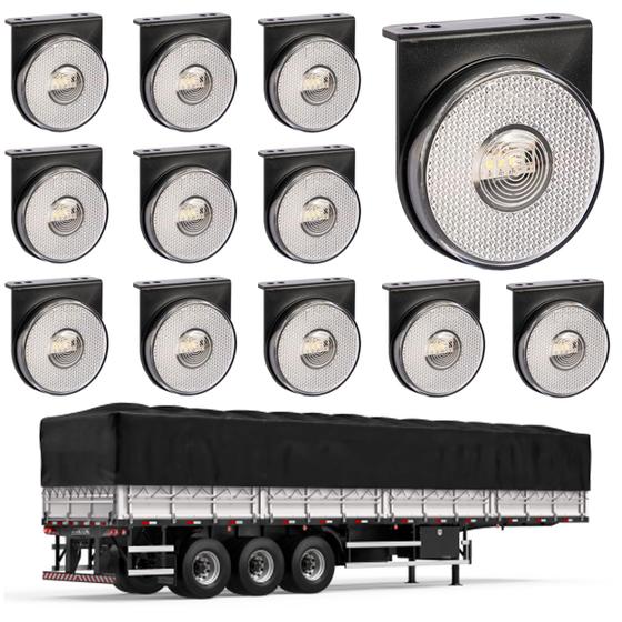 Imagem de 12 Lanterna Lateral Carreta LED Cristal 85mm c/ Sup. - Conec