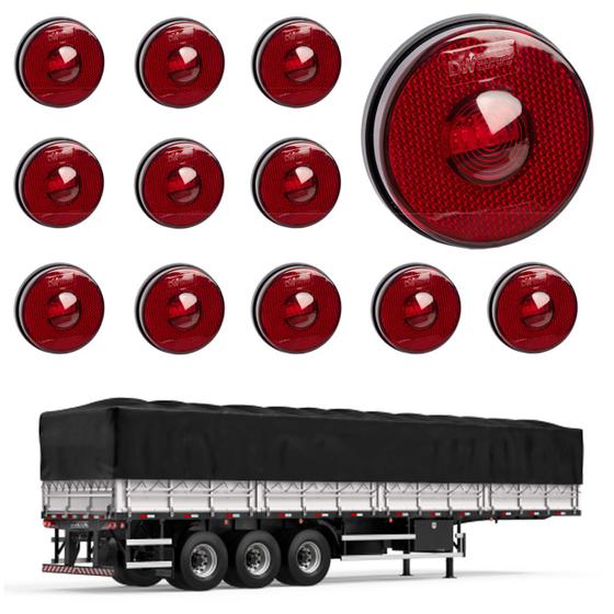 Imagem de 12 Lanterna Lateral Carreta LED Rubi 85mm Saída Conector
