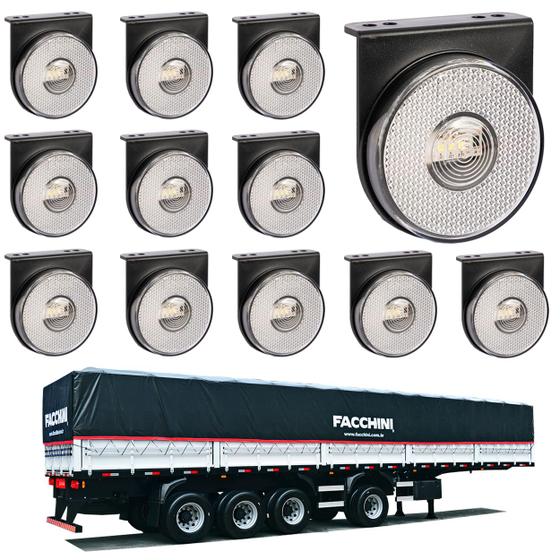 Imagem de 12 Lanterna Lateral Facchini LED Cristal 85mm C/ Supt. - Fio