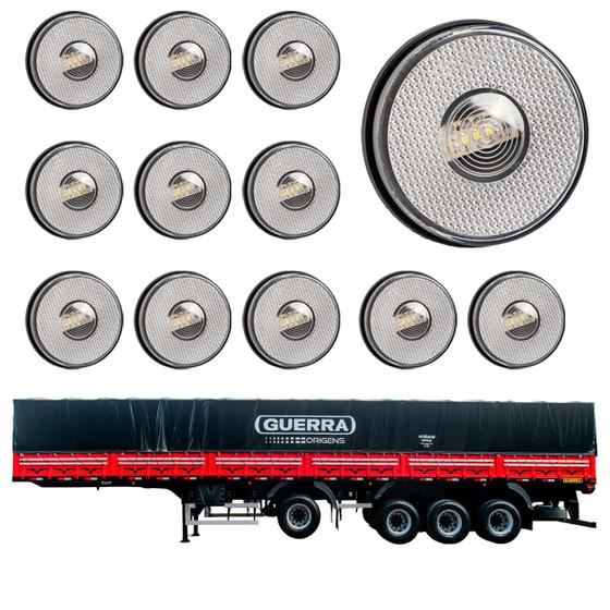 Imagem de 12 Lanterna Lateral Guerra LED Cristal 85mm Saída Conector
