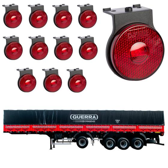 Imagem de 12 Lanterna Lateral Guerra LED Rubi 65mm c/ Suporte - Fio