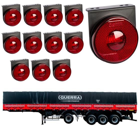 Imagem de 12 Lanterna Lateral Guerra LED Rubi 85mm c/ Sup. - Conect.