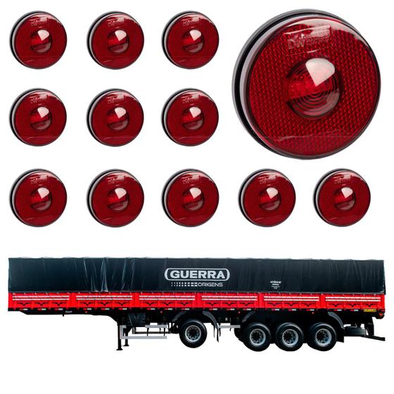 Imagem de 12 Lanterna Lateral Guerra LED Rubi 85mm Saída Fios