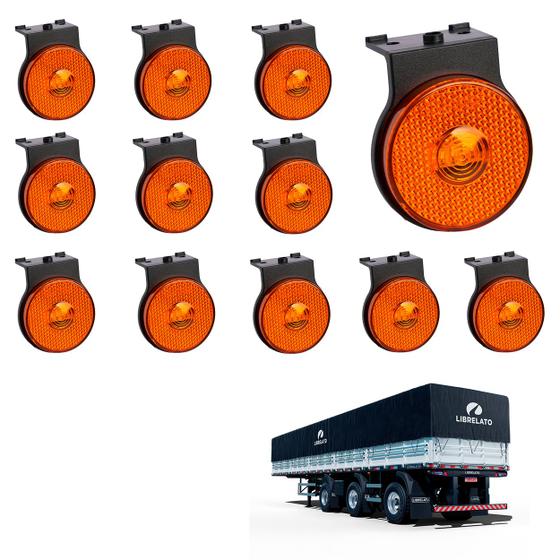 Imagem de 12 Lanterna Lateral Librelato LED Âmbar 65mm C/ Sup. e Conec