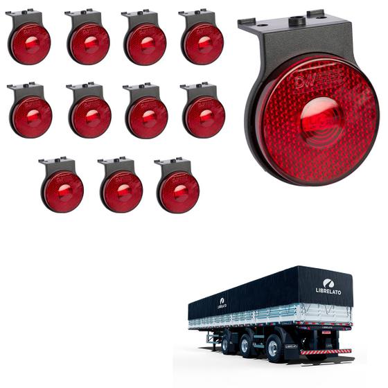 Imagem de 12 Lanterna Lateral Librelato LED Rubi 65mm C/ Sup. e Conec