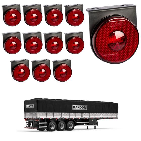 Imagem de 12 Lanterna Lateral Randon LED Rubi 85mm c/ Sup. - Conect.