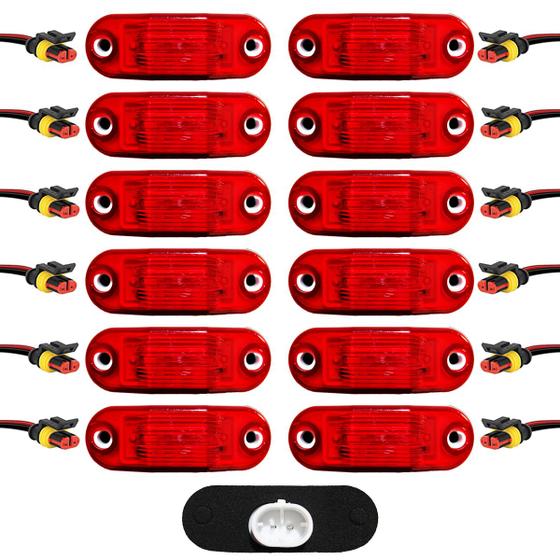 Imagem de 12 Lanterna Vigia Teto Ônibus Caminhão 2 LED BIVOLT VM +Conector