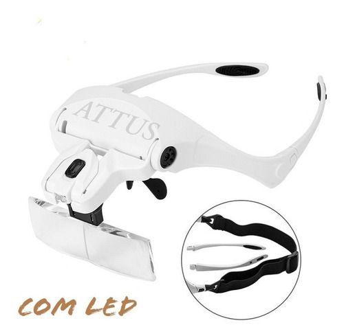 Imagem de 12 Lupa De Cabeça Oculos Profissional 5 Lentes Aumento  Led