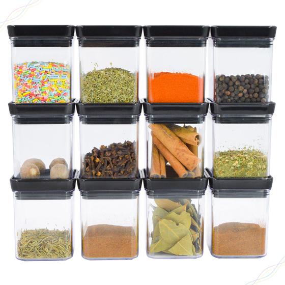 Imagem de 12 Mini Potes Porta Condimentos Tempero Hermetico 180ml