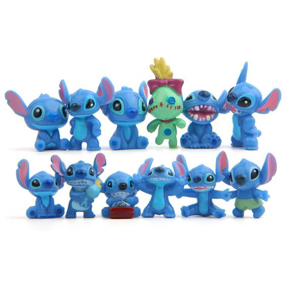 Imagem de 12 Miniaturas Brinquedo Bonecos Lilo Stitch Coleção 3cm