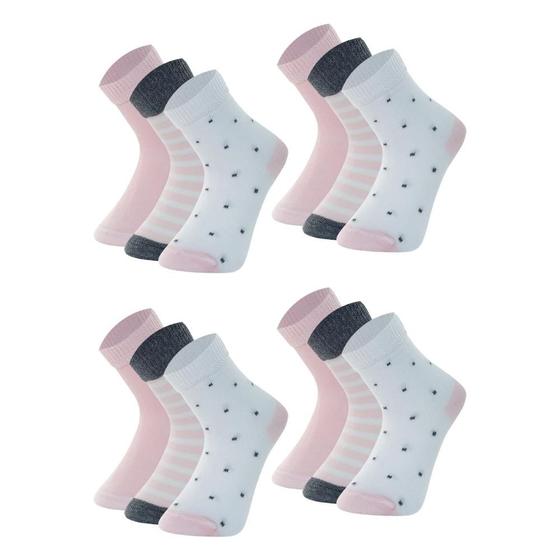 Imagem de 12 Pares De Meias Cano Médio Infantil Kids Bebe Mash De Algodão Cotton