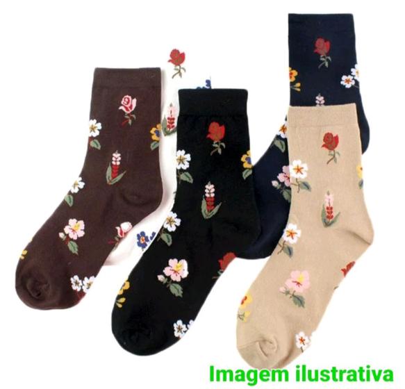 Imagem de 12 Pares Meia Feminina CANO MÉDIO N 35 á 40 Algodão Colorida ADULTO Cotton Planet  Oro