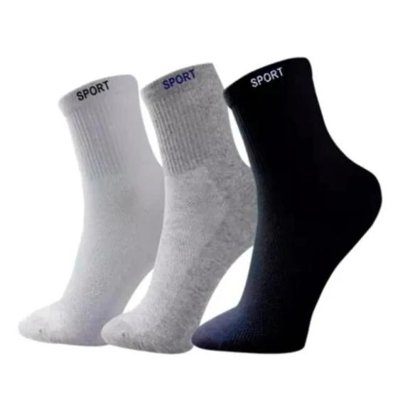 12 Pares Meias Masculina Cano Alto Grossa Algodão Oferta