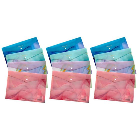 Imagem de 12 Pastas Colorida Porta Documentos Envelope A4 Divisórias
