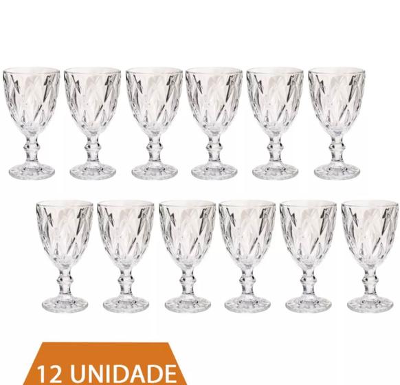 Imagem de 12 peças,300ml, Copo Taça Vidro Diamante Transparente