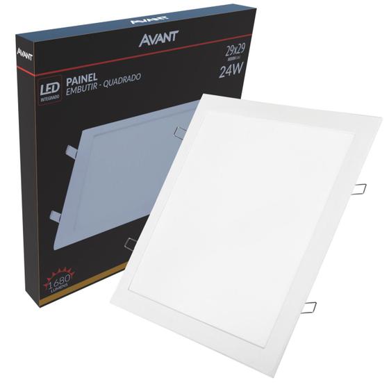 Imagem de 12 Plafon Led Quadrado Embutir 24w Branco Quente 3000k