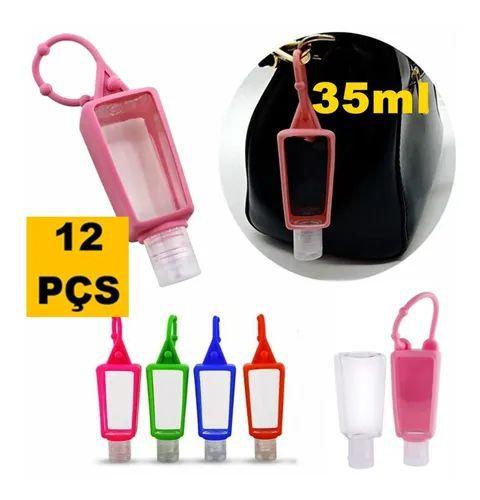 Imagem de 12 Porta Alcool Gel Frasco Portatil Mochila Chaveiro Bolsa