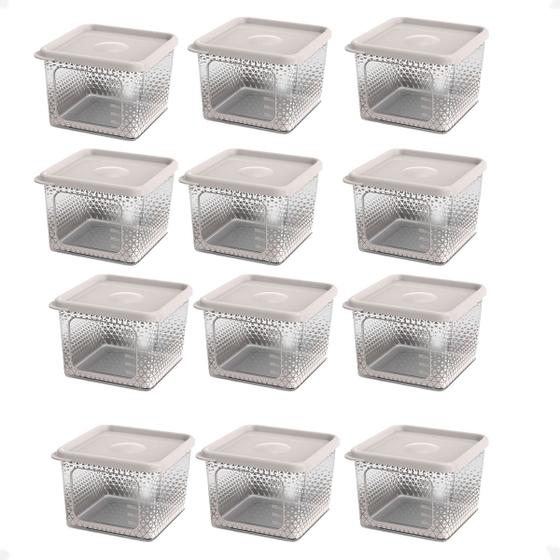 Imagem de 12 Pote Para Alimentos Transparente Prisma 850ml Com Tampa