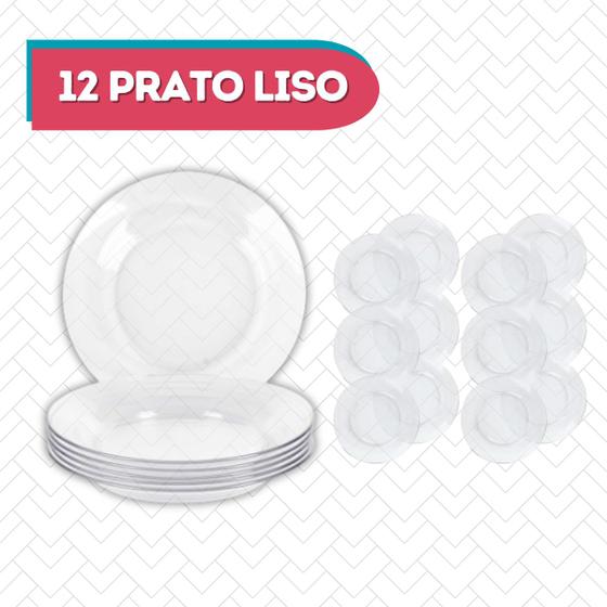 Imagem de 12 Prato Astral 22cm Transparente Resistente Ideal P/ Jantar