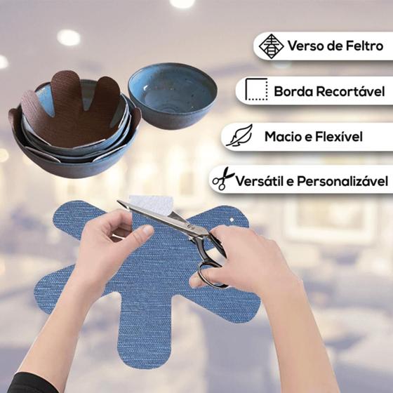 Imagem de 12 Protetor Térmico de Panela e Pratos de Aço Inox, Porcelana, Cerâmica, Vidro e Madeira - Sisal Azul - Protege Mesa