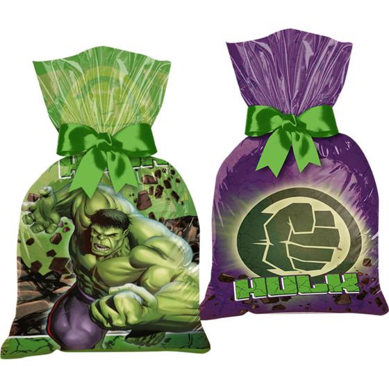 Imagem de 12 Sacolas Saquinho Surpresa Decoração Festa Hulk