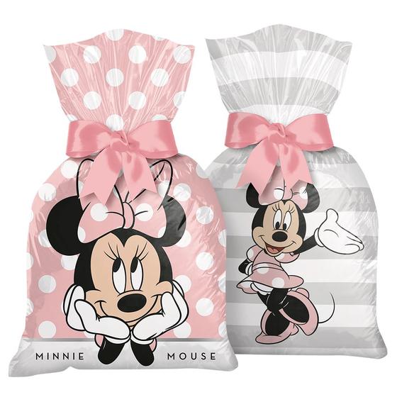 Imagem de 12 Sacolas Saquinho Surpresa Lembrancinha Festa Minnie Mouse Rosa