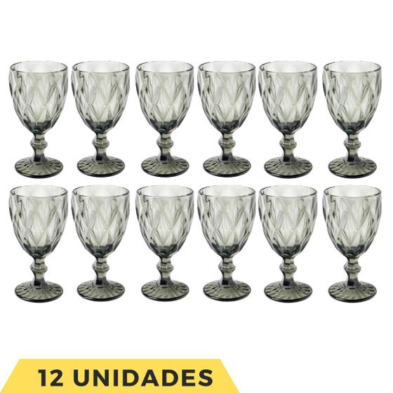 Imagem de 12 Taça Diamante Cinza Metalizado 340ML Bico de Jaca Eventos