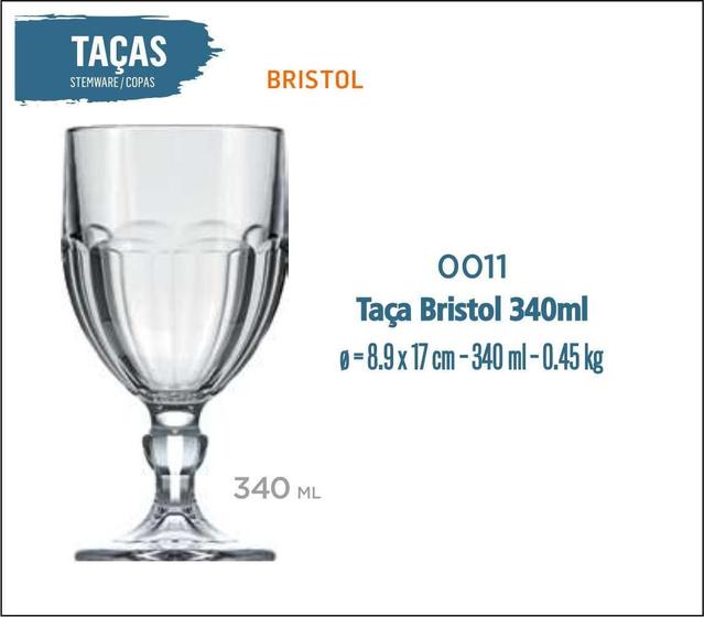 Imagem de 12 Taças Bristol 340Ml - Vinho