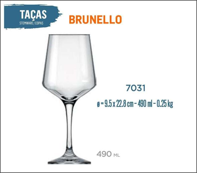 Imagem de 12 Taças Brunello 490Ml - Vinho Tinto Rosé Branco Água