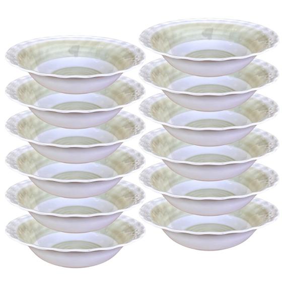 Imagem de 12 Tigelas Bowl Redonda Funda 1200ml em Melamina Bege 1,2L