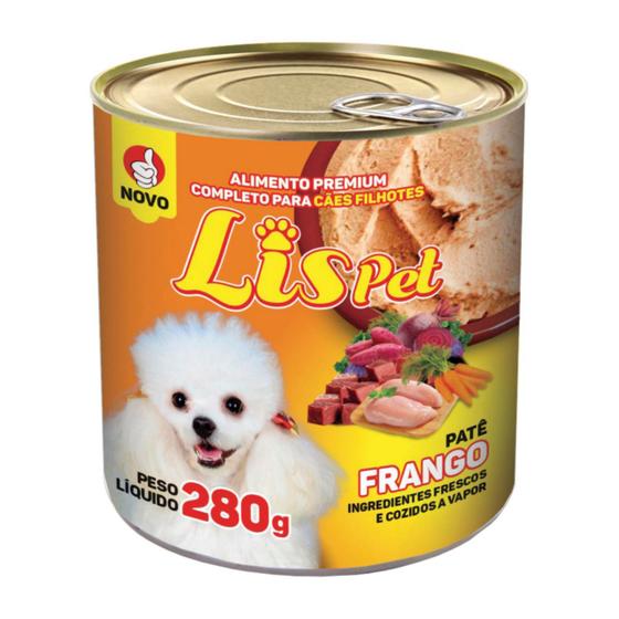 Imagem de 12 UNID - Alimento Completo / Ração Úmida / Patê para Cães Filhote - LISPET - Sabor Frango - 280G
