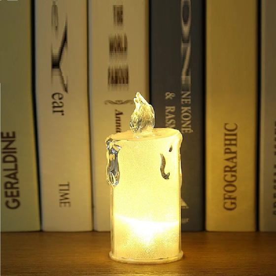 Imagem de 12 Velas Led Eletrônica Decorativa Acrilico Transparente Luz